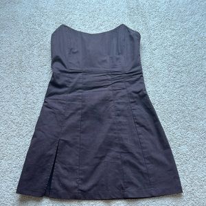 White Fox brown strapless formal dress